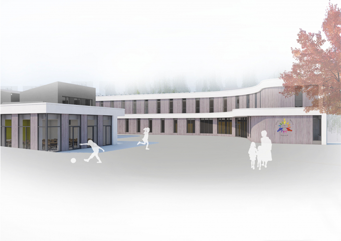 Baubeginn Rote Warte Schule - Außenperspektive Copyright Loewer + Partner Architekten