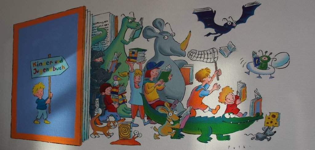 Wandbild in der Stadtbücherei