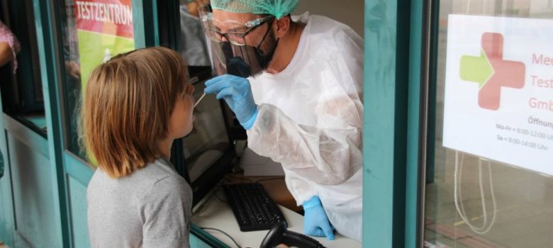 Testzentrum im Mühlheimer Rathaus Testzentrum im Mühlheimer Rathaus
