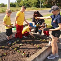 Beetbepflanzung der Kinderfeuerwehr - Projekt "Tigergarten"