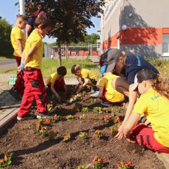Beetbepflanzung der Kinderfeuerwehr - Projekt "Tigergarten"