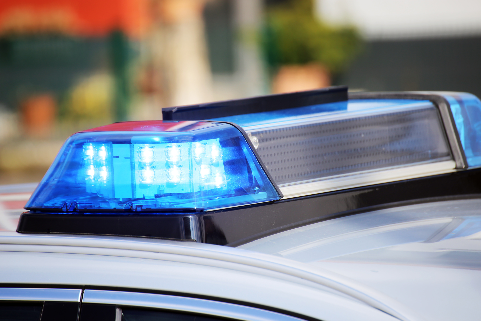 Nahaufnahme Blaulicht Polizeiauto Nahaufnahme Blaulicht Polizeiauto